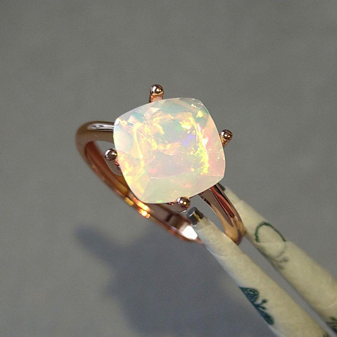 エチオピア産　オパール ♢クッションカット リングsilver925