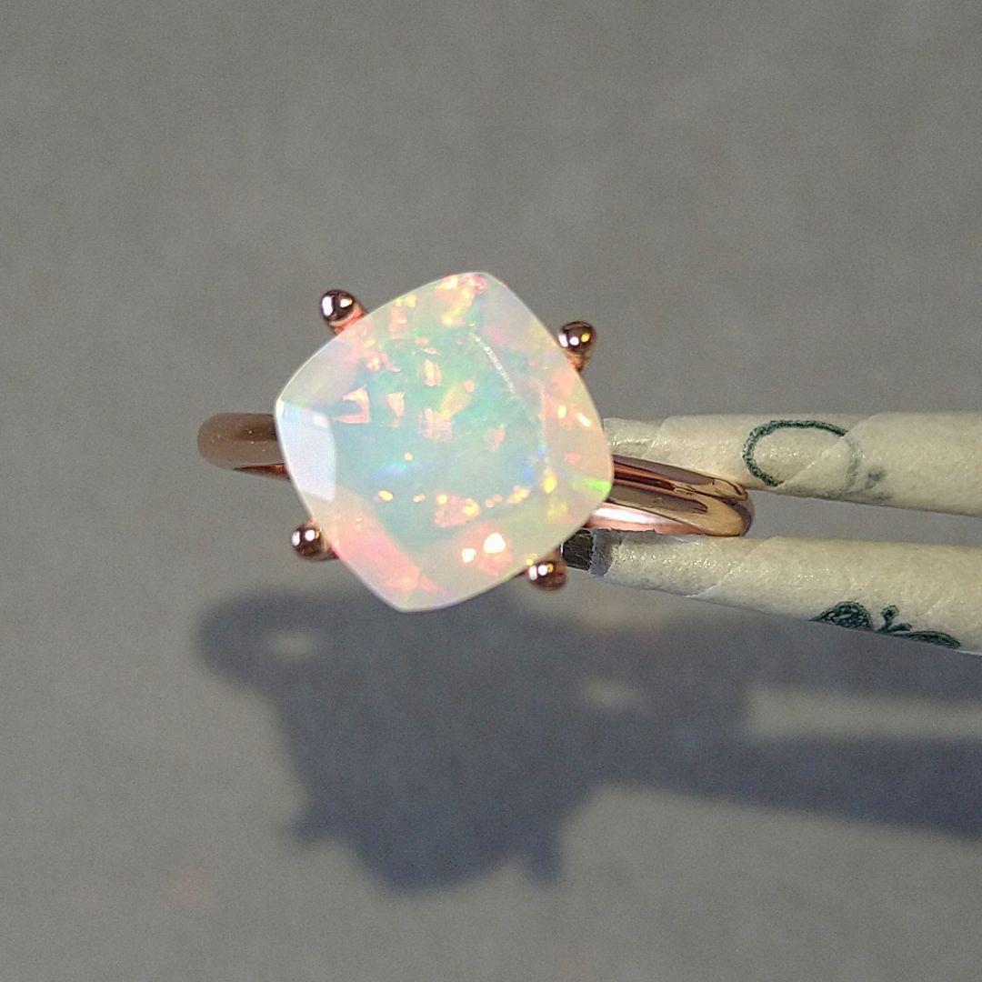 エチオピア産　オパール ♢クッションカット リングsilver925