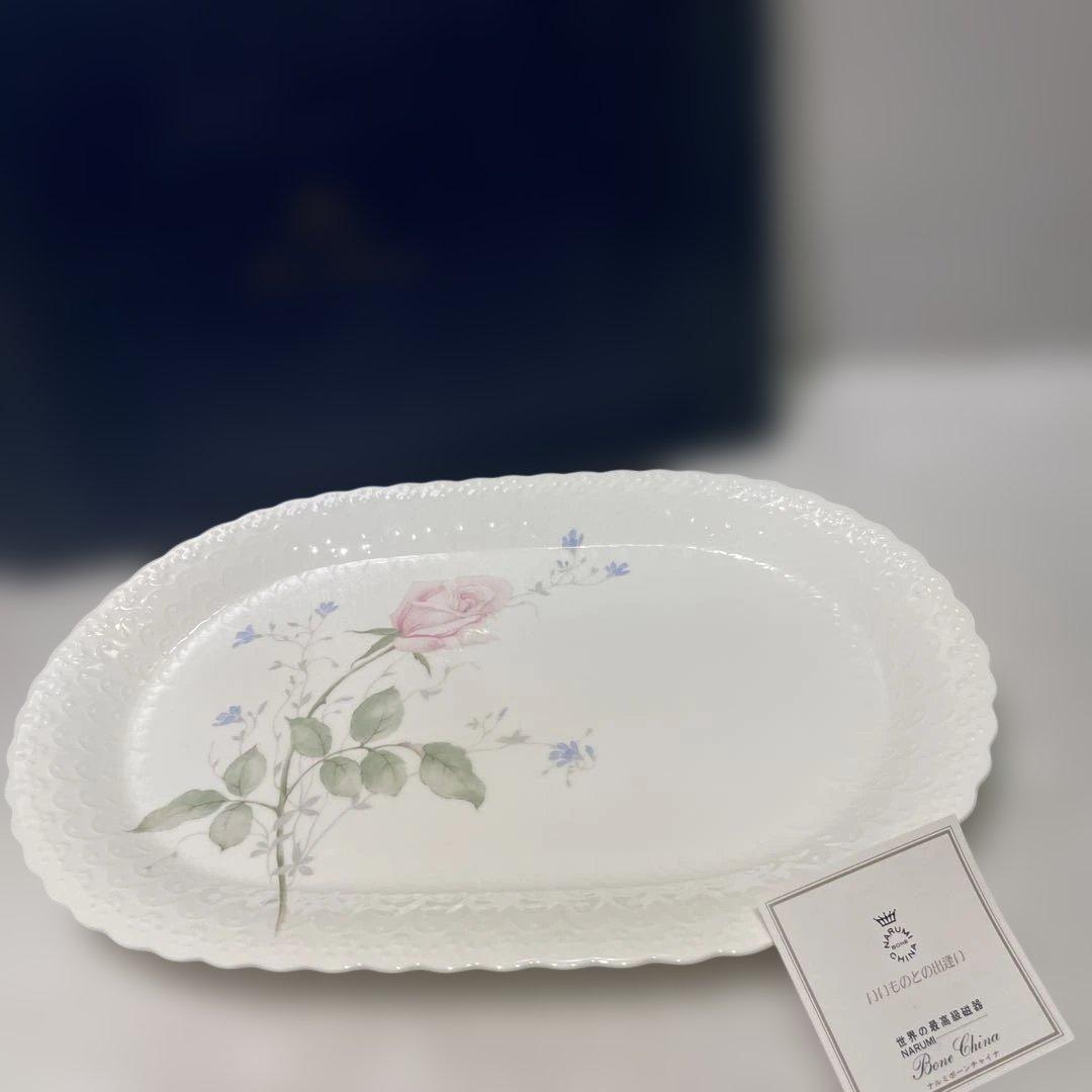 新品　ナルミ NARUMI ボーンチャイナ　楕円盛皿　エイプリルローズ