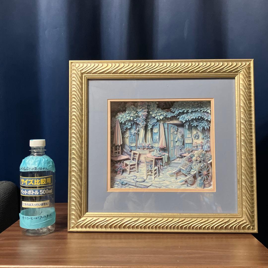 【値下げ】シャドーボックス完成品　kim Jacobs 額付き　　カフェ風景