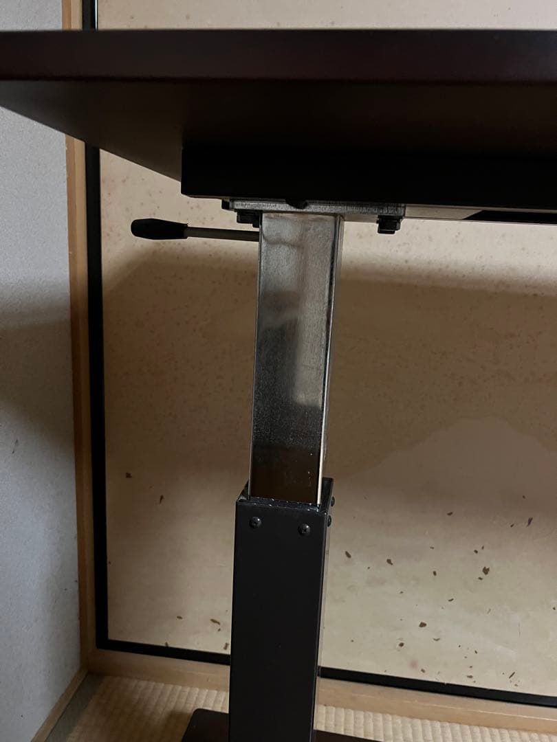 高さ調整可能 半月型テーブル ダークブラウン