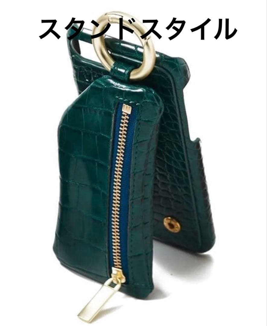 新品❤️ajew iPhone14\16e クロコ型押　ジッパーポケット付ケース