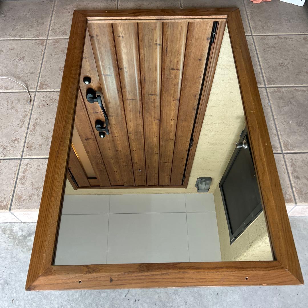 大きな ヴィンテージ ウッドミラー 立て掛け 鏡 Wood Miller 姿見