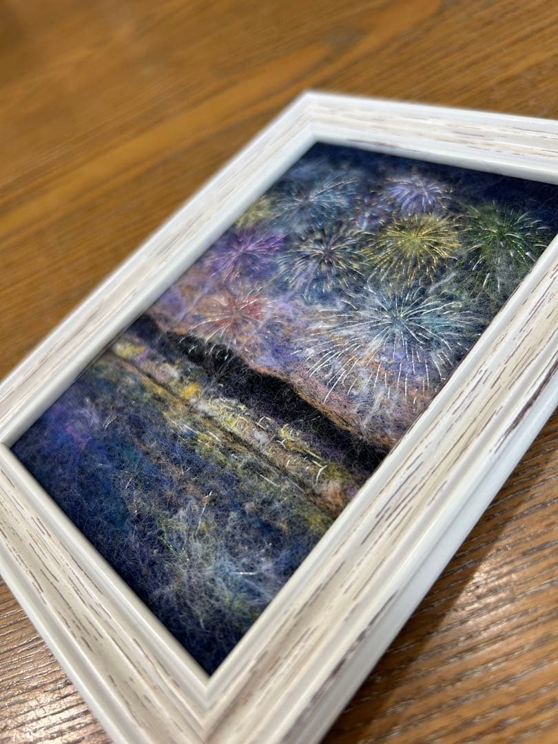 湖上祭・夏の彩り　羊毛フェルト　フレーム　羊毛絵画