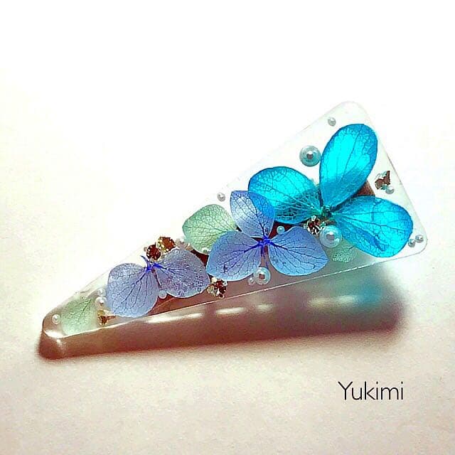 【006】紫陽花のヘアクリップ❁﻿ 【訳あり品】