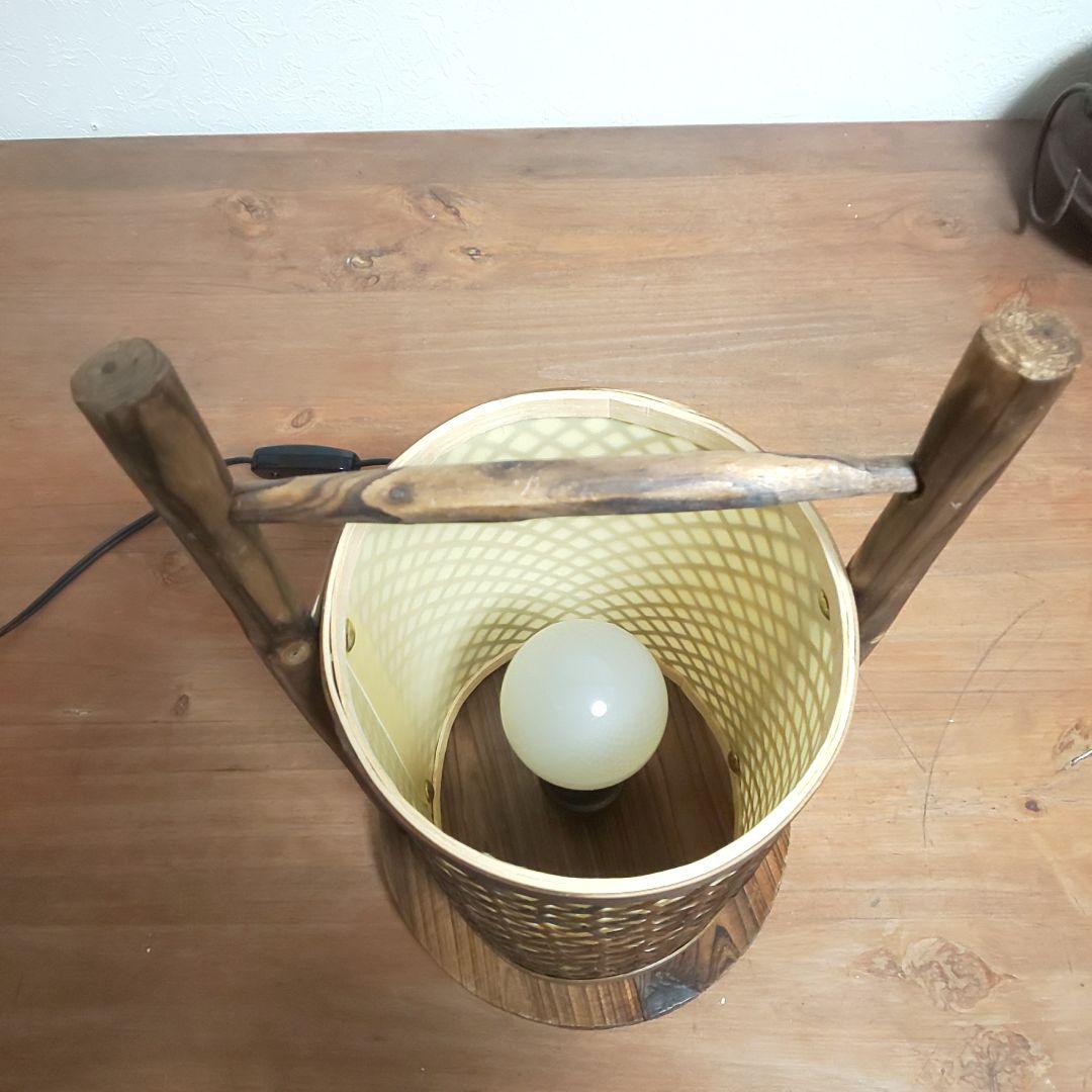 焼き杉 竹網 ランプ 和風 昭和レトロ ヴィンテージランプ 行燈 行灯