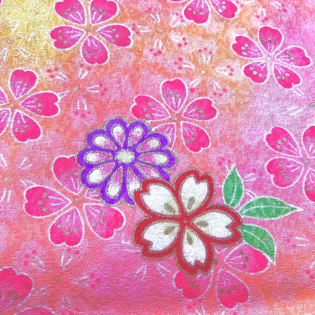 七五三 3歳女児セット　つまみ細工　髪飾り　桜柄　ピンク　みかん色　753 着物