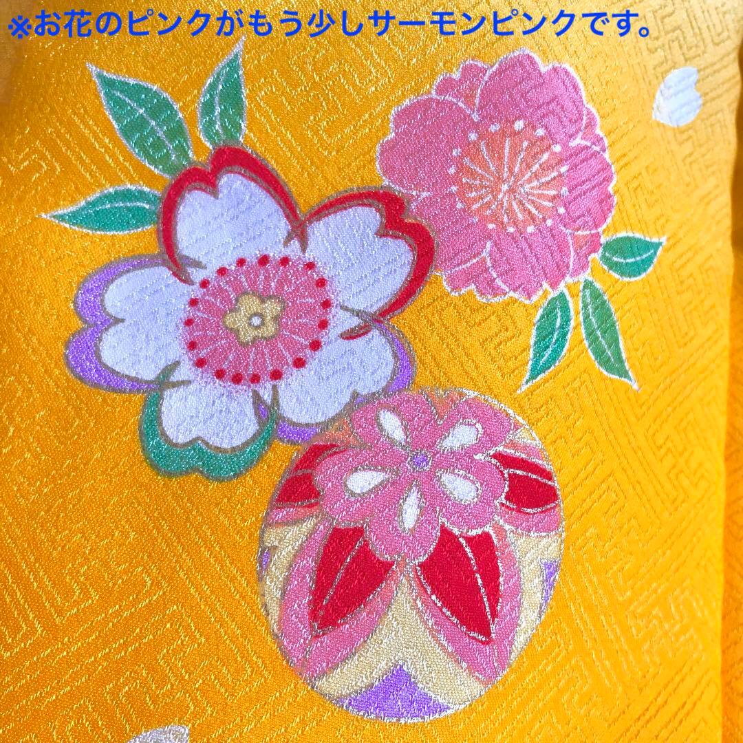 七五三 3歳女児セット　つまみ細工　髪飾り　桜柄　ピンク　みかん色　753 着物