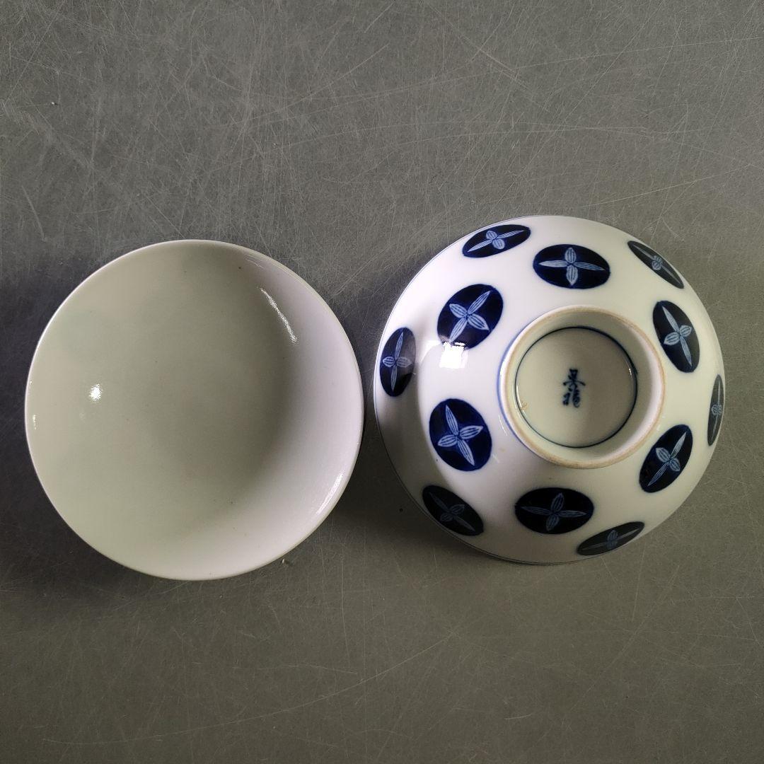 A1185-5/有田焼/呉福 作/染付蓋付飯茶碗揃10客/蓋物/和食器/懐石道具