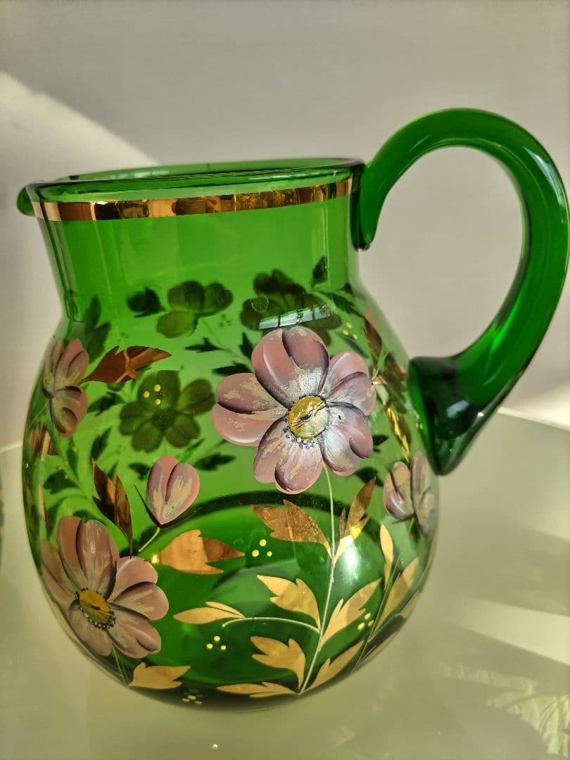 ボヘミアングラスのピッチャーとグラス６客のセット