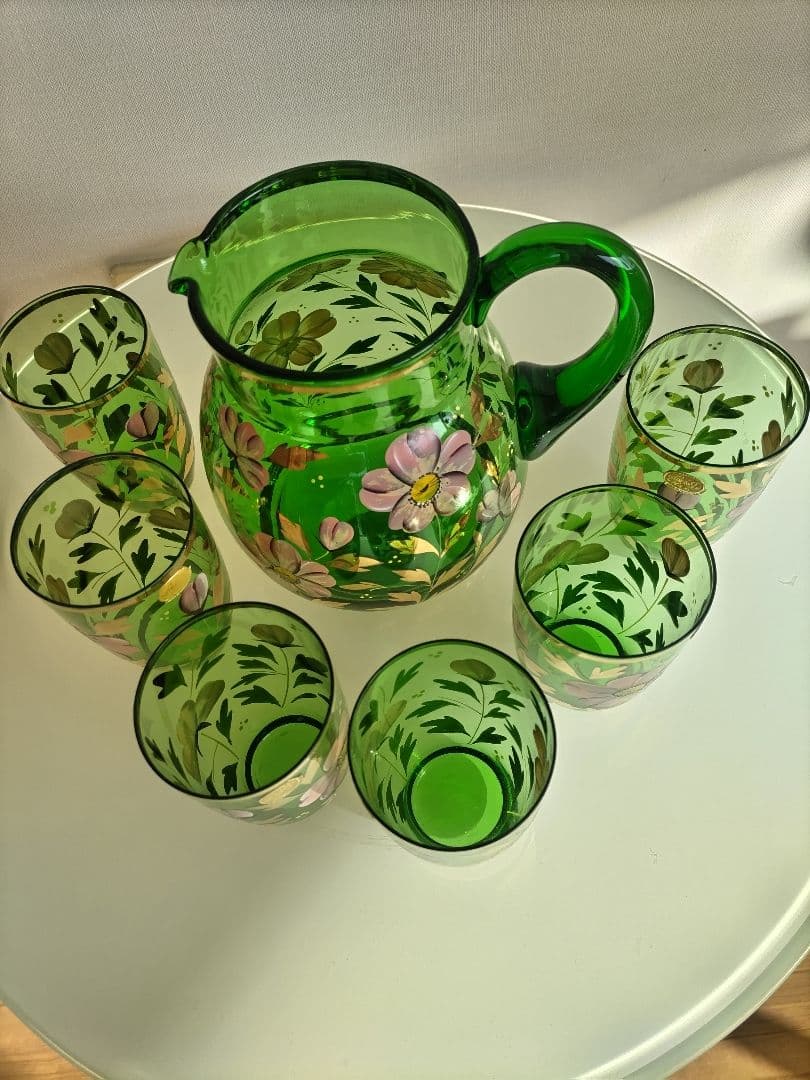 ボヘミアングラスのピッチャーとグラス６客のセット