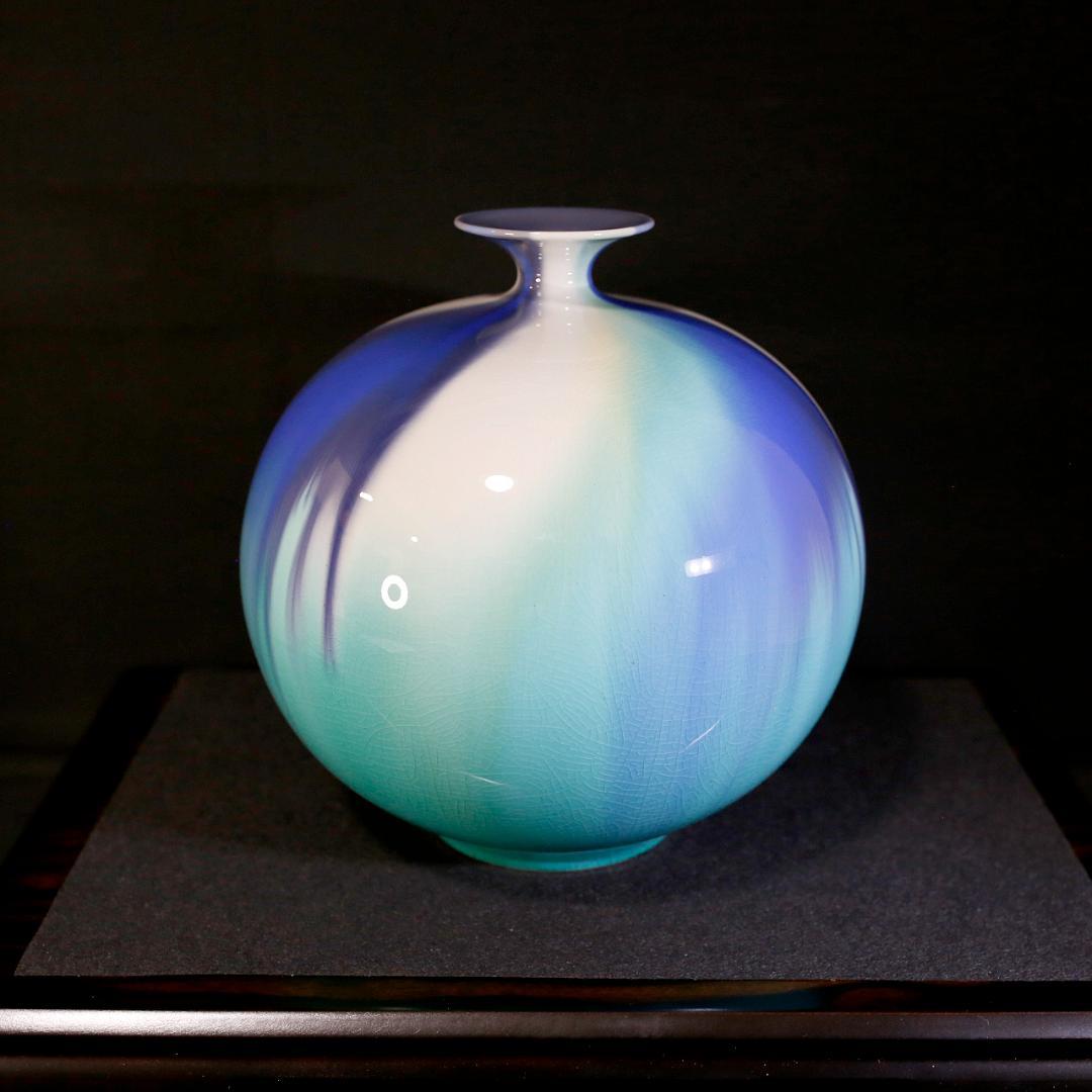 【真作保証 極美品】四代 徳田八十吉 彩釉三彩壺『彩光』完品 限定版 九谷焼