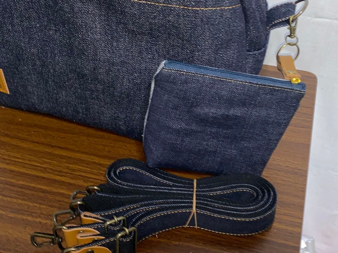 ハンドメイド☆岡山デニム☆扇型☆リュック対応☆4wayボストンバッグ