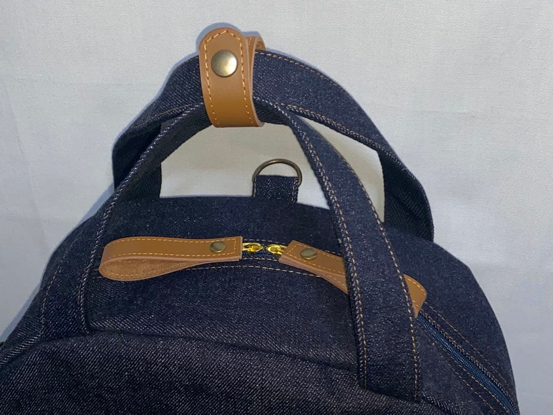 ハンドメイド☆岡山デニム☆扇型☆リュック対応☆4wayボストンバッグ