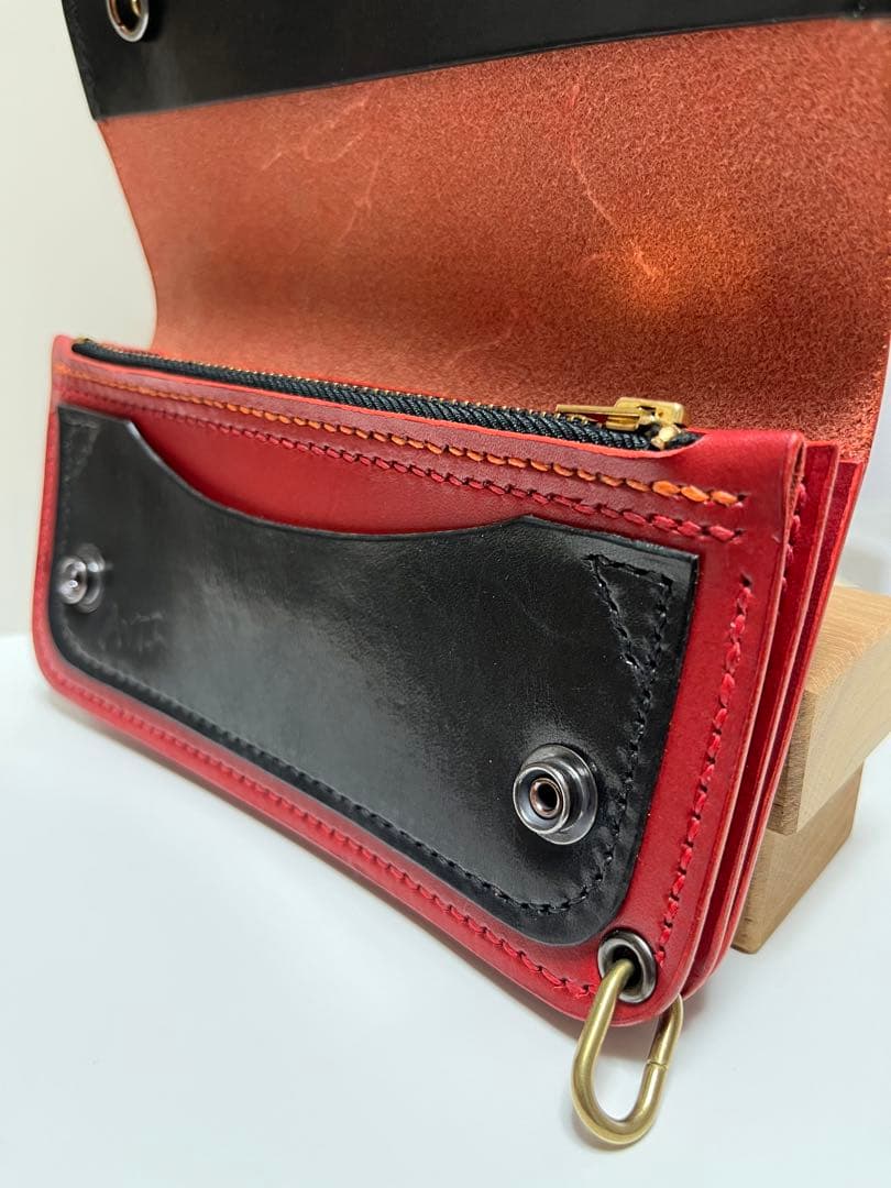 トラッカーウォレット　ハンドメイド　栃木レザー　レザーウォレット