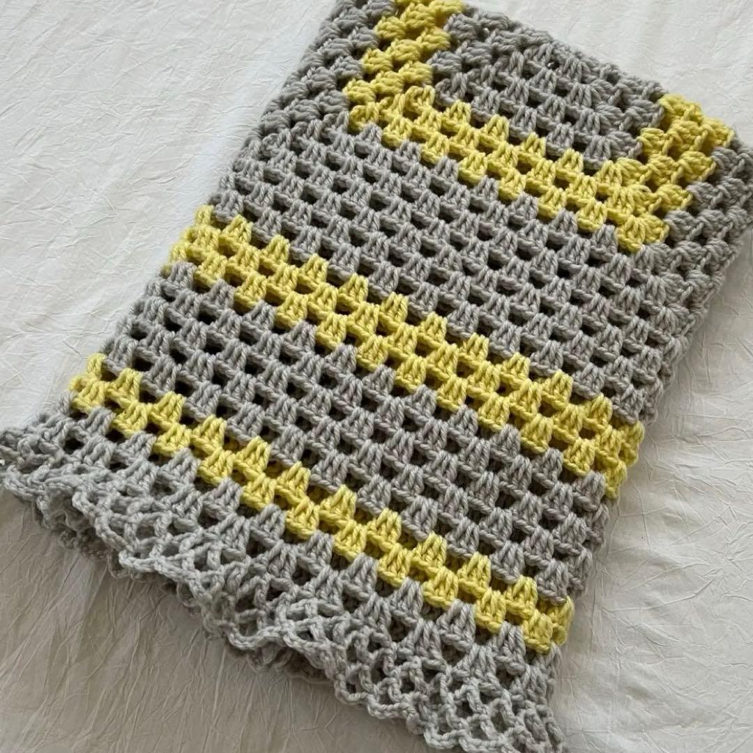 ハンドメイド かぎ針編み ブランケット マルチカバー グラニースクエア 北欧