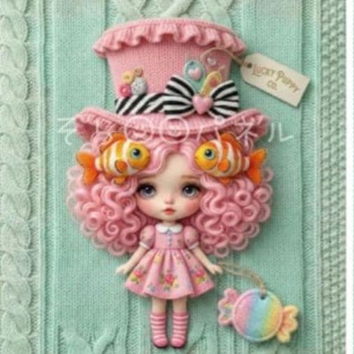 フリル女の子パネル生地　ハンドメイド