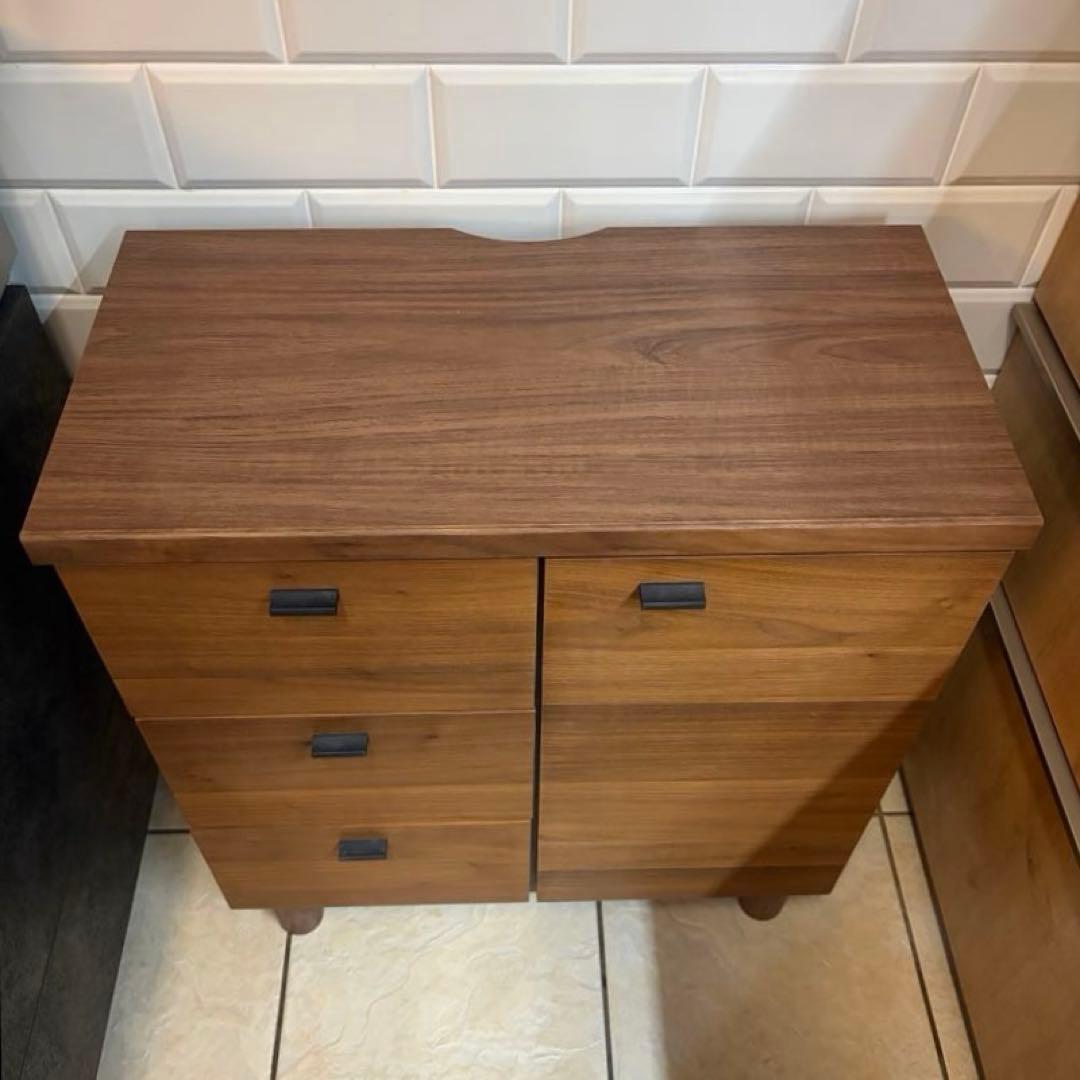 キャビネット コード穴有り ブラウン 幅60 木製 チェスト 引き出し