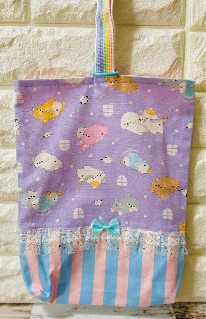 ねむねむ　ハンドメイド　女の子　レッスンバッグ　入学　入園　上履き　体操着