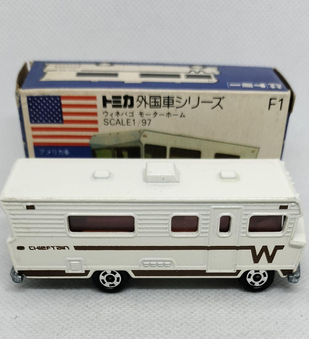 《青箱トミカF2-1-4》ウィネバゴモーターホーム【チョコ色ラインタンポ】箱痛み