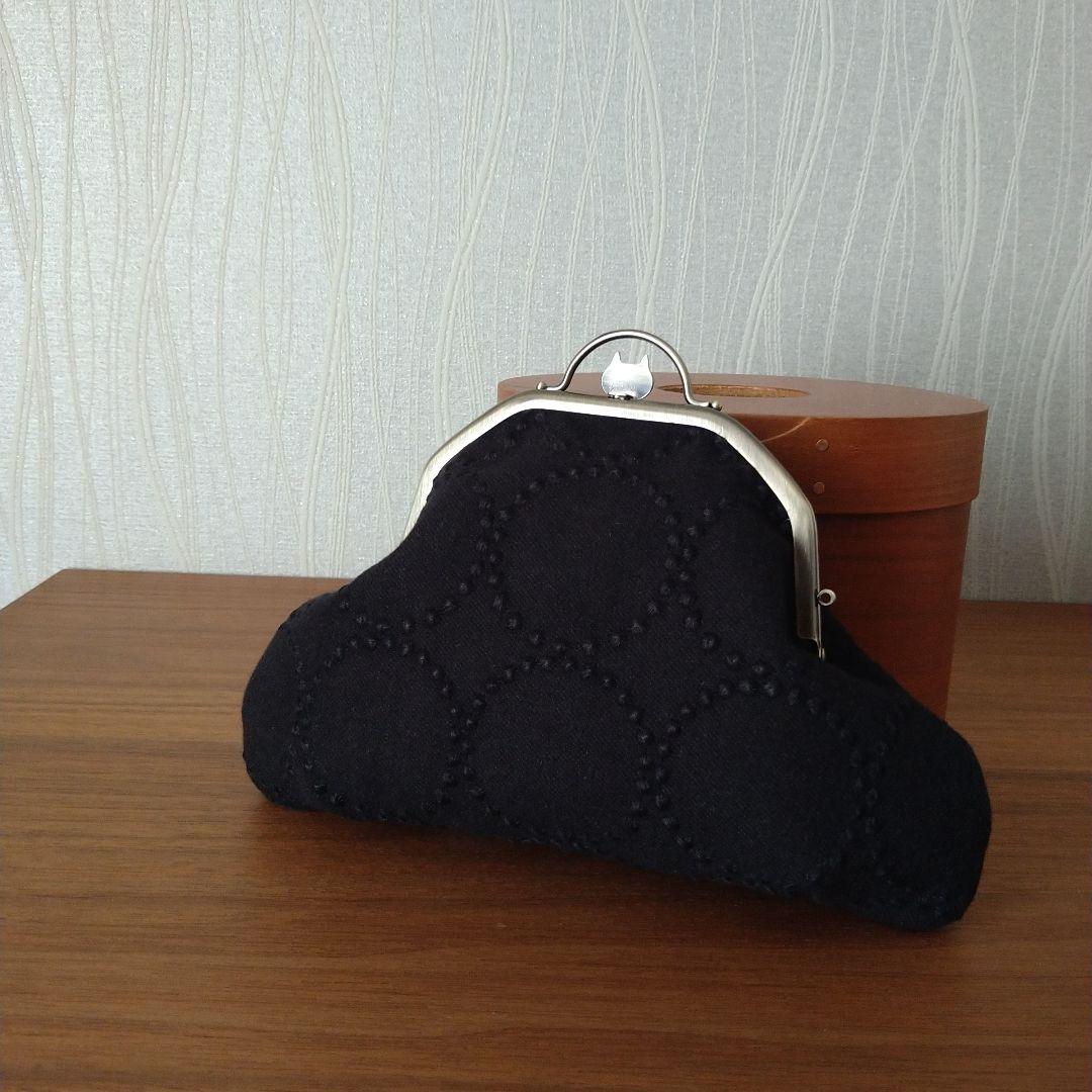 new❁ 持ち手付き 猫の口金 がま口クラッチバッグ☆ミナペルホネンハンドメイド