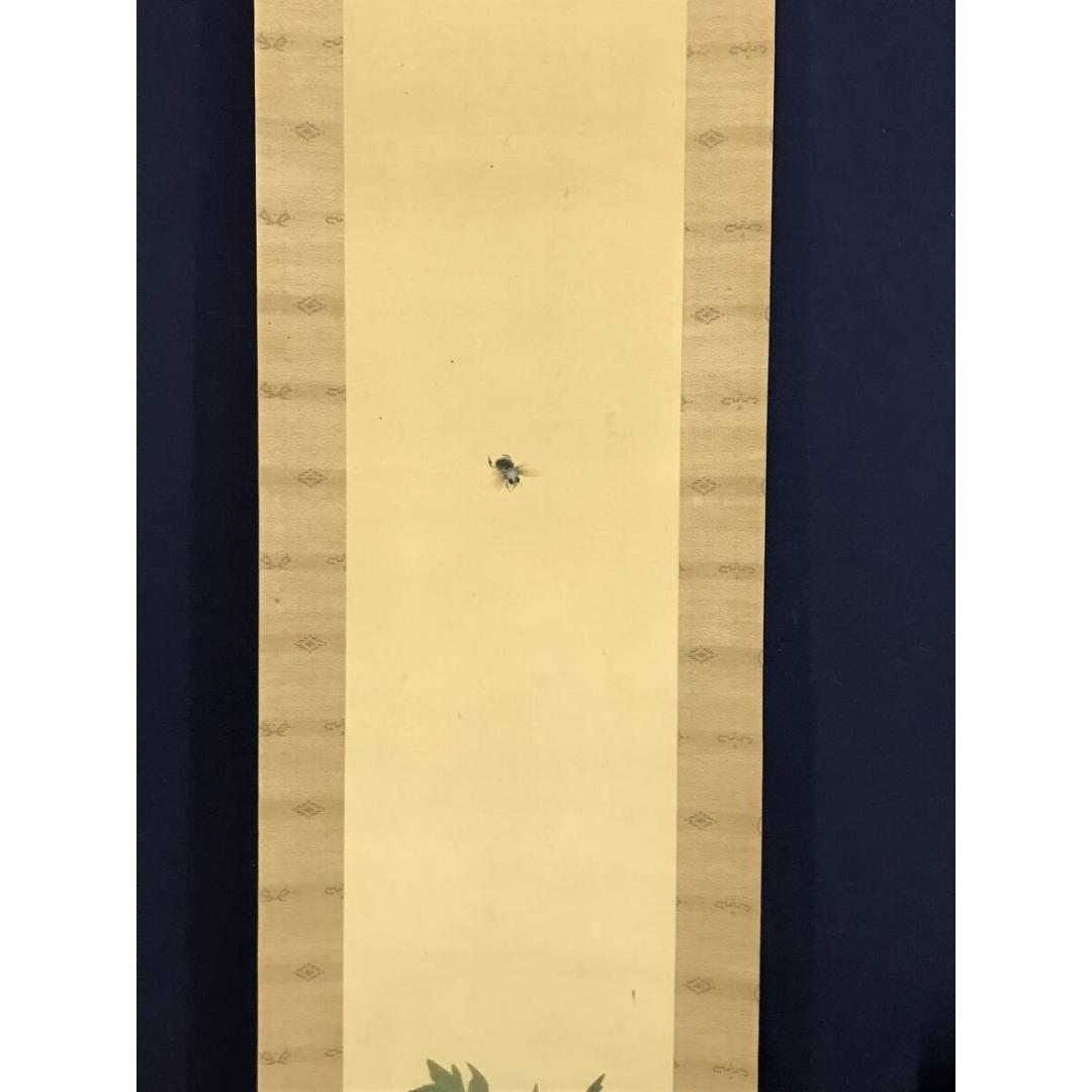 真作/今井景樹/牡丹に蜂図/花鳥図/花/初夏の掛軸/掛軸/名家伝来/AK-394