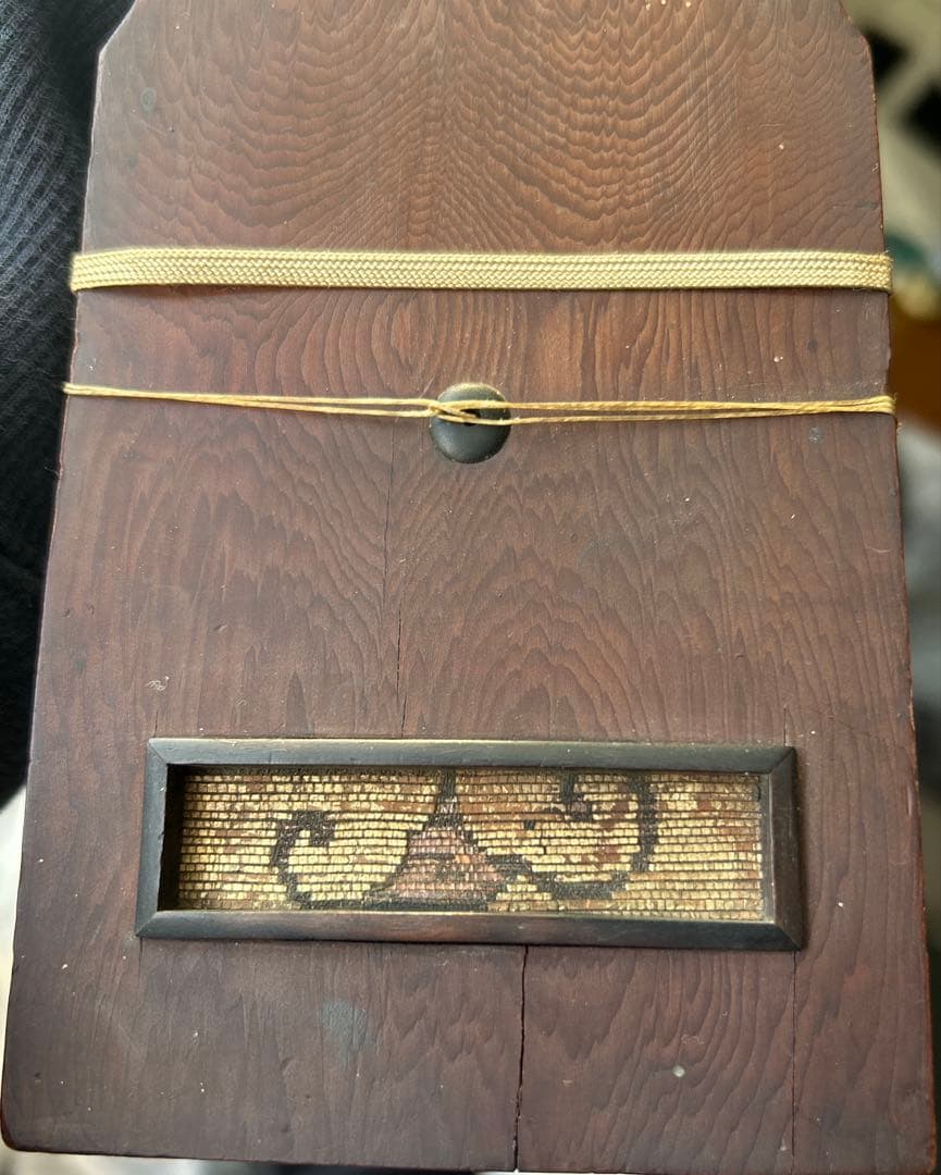 １枚板　短冊掛け　壁掛け 飾り台 花鳥画 雀 菊　時代物　飾り窓