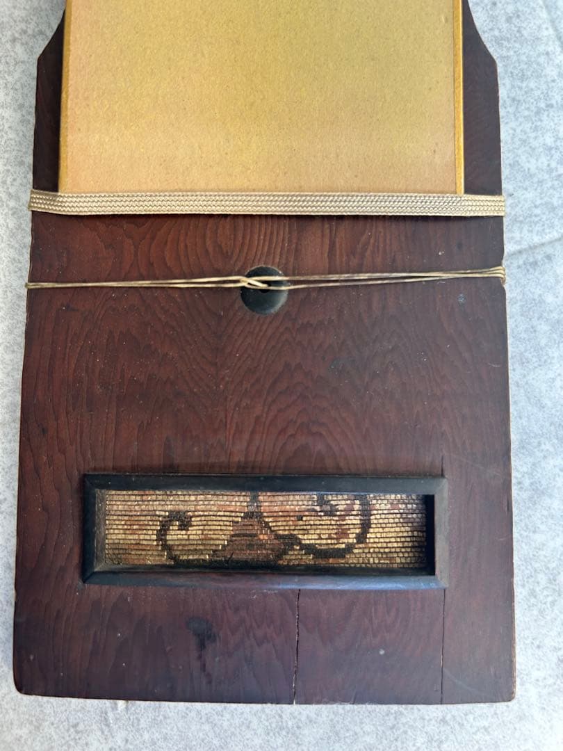 １枚板　短冊掛け　壁掛け 飾り台 花鳥画 雀 菊　時代物　飾り窓