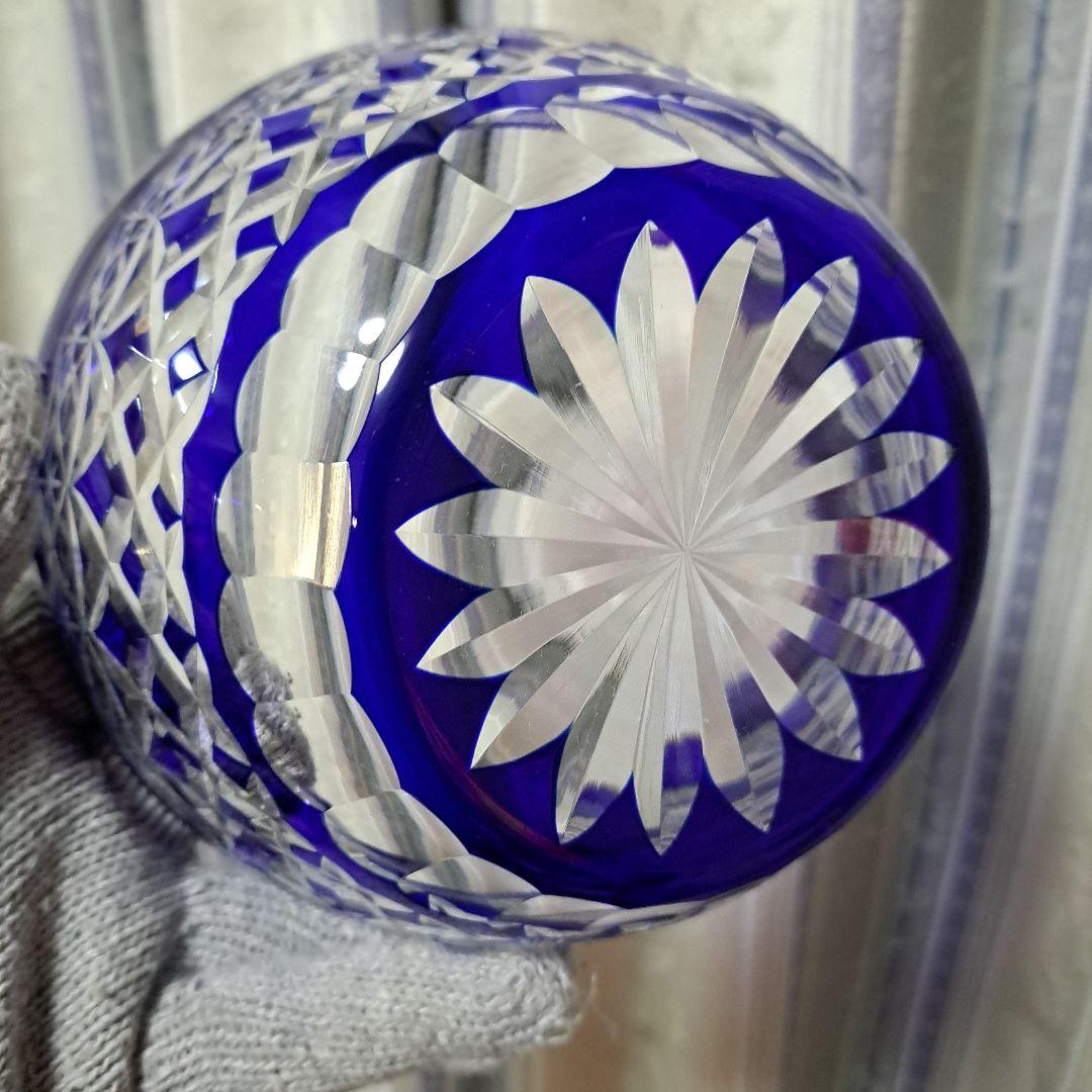 【色被せ切子　6寸\"大鉢/サラダボール×5客】未使用/長期保管品