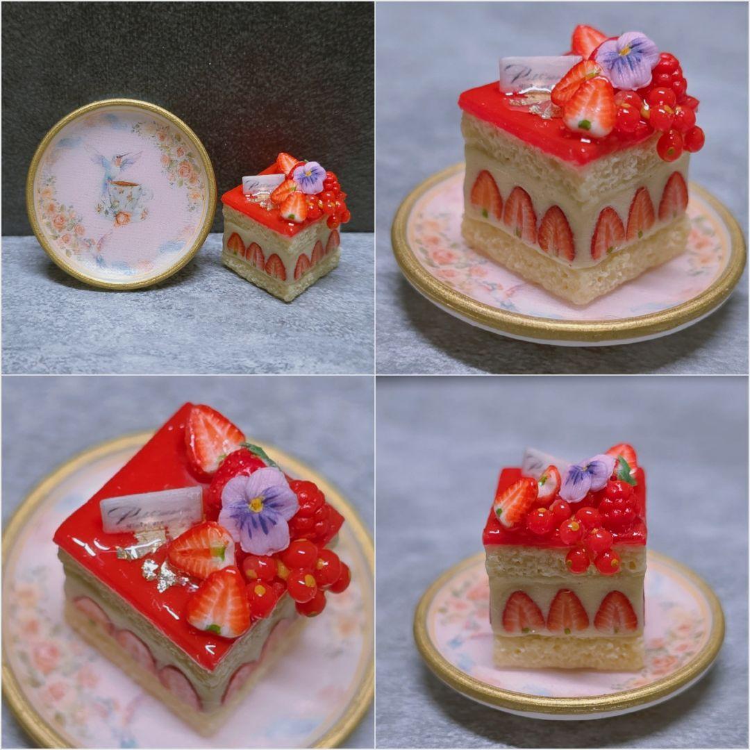 【 苺とビオラのスイーツセット 】ミニチュアスイーツ