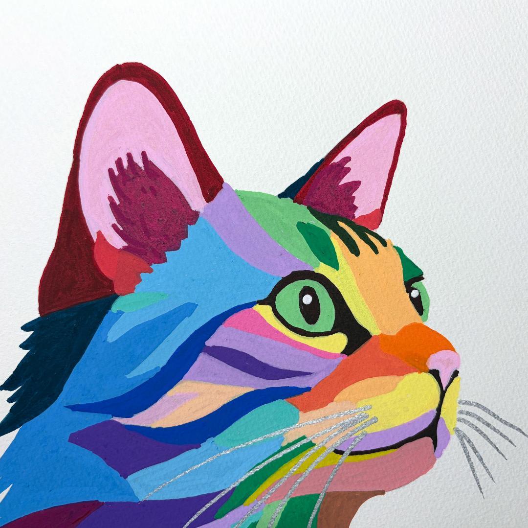 猫 原画 アクリル画 インテリアアート「猫2026-2」