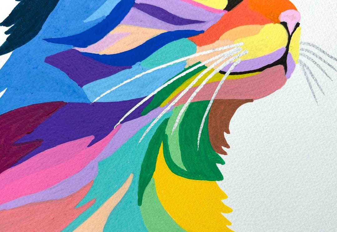 猫 原画 アクリル画 インテリアアート「猫2026-2」