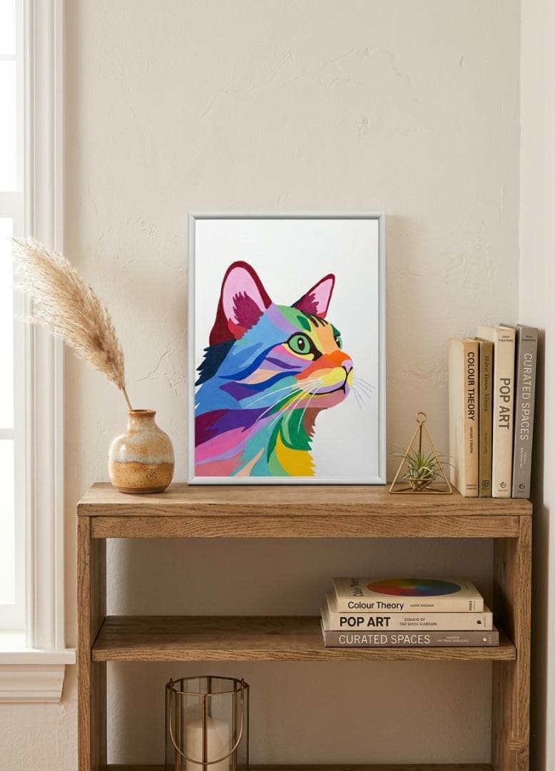 猫 原画 アクリル画 インテリアアート「猫2026-2」