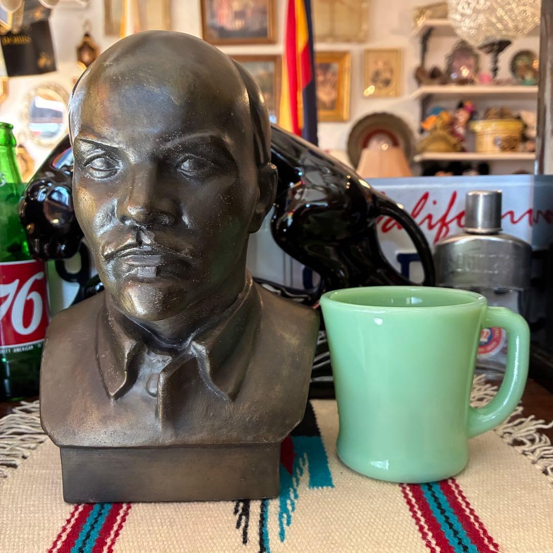 希少品BIG！50s〜60s レーニン胸像　金属製オブジェ　ソ連ヴィンテージ実物