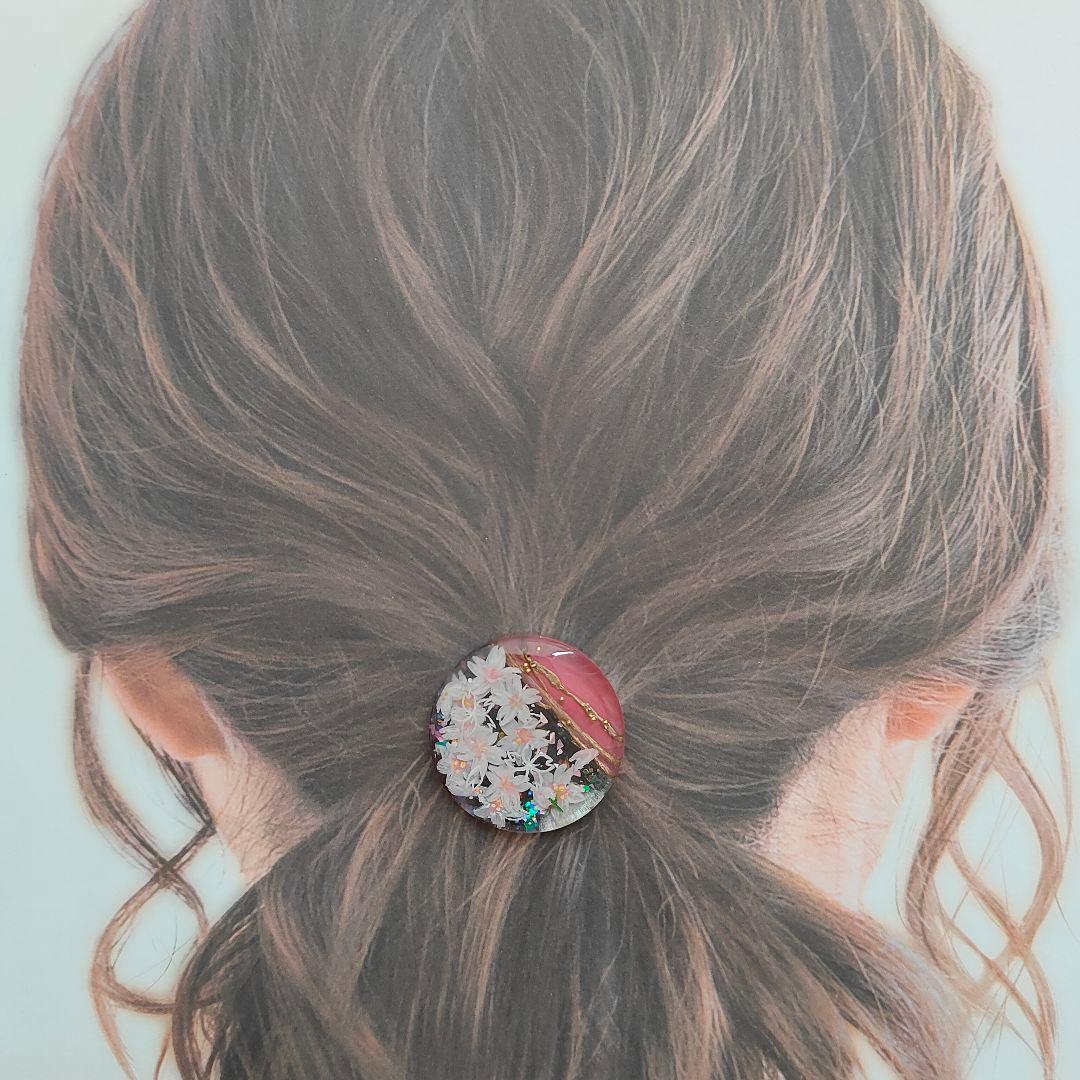 【734】ハンドメイド　レジン　ヘアゴム　ポニーフック