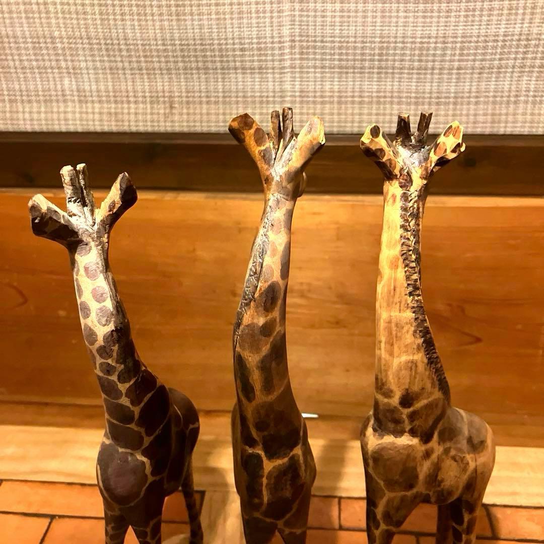 ✨レアビンテージ品✨　ハンドメイド 木製動物オブジェセット アフリカンスタイル