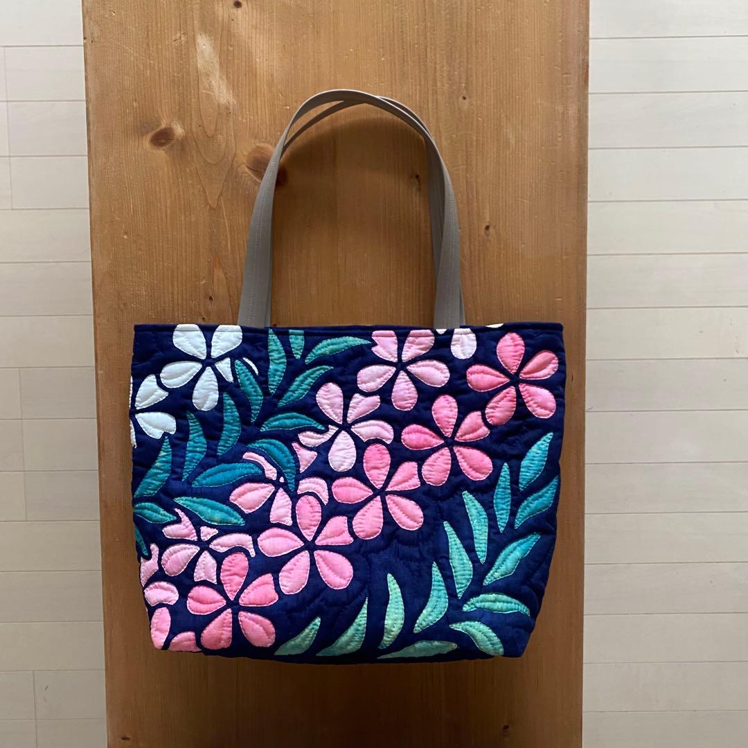 ハワイアンキルト◆トートバッグ◆プルメリア◆ハンドメイド