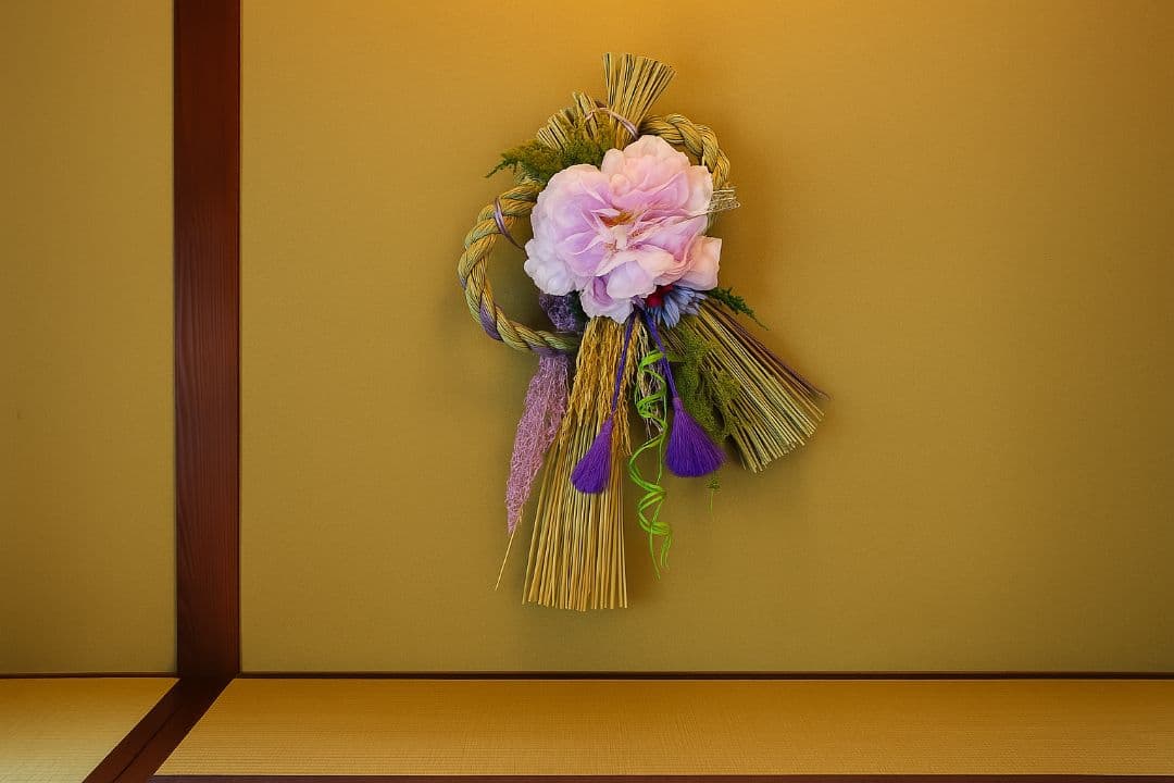 しめ縄飾り 色とりどりの花