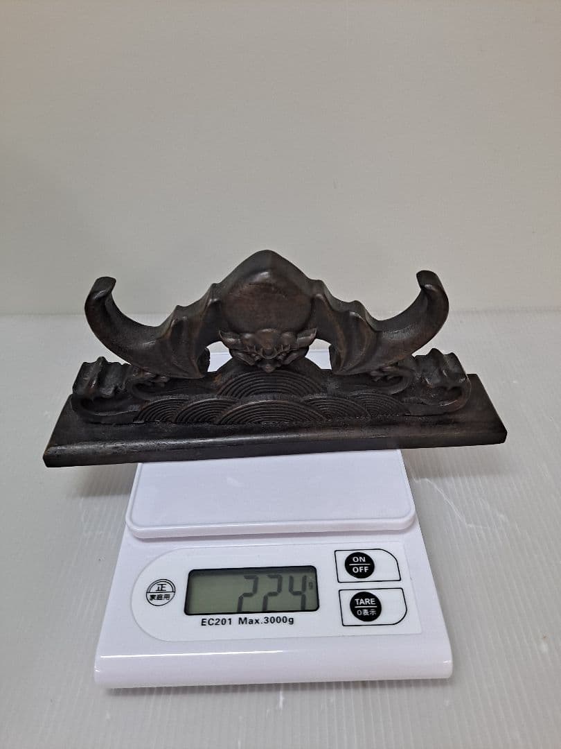 書道具 置物 オブジェ 時代物 年代物 木彫 コウモリ型 カクイドリ型
