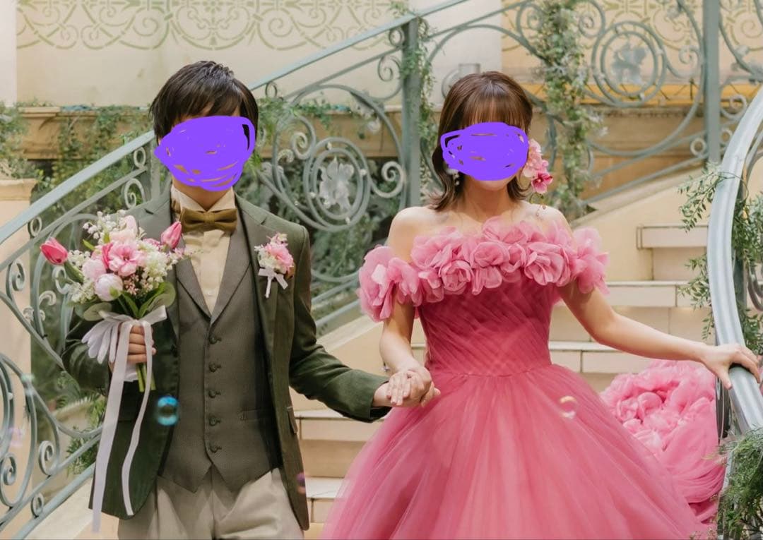 ピンク可愛い系 ブーケ ブートニア カフ付 前撮り 結婚式 アーティフィシャル