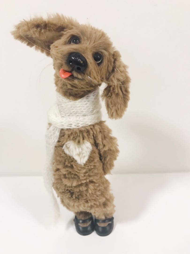羊毛フェルト(羊毛100%＋毛糸 エコファー)犬　ハンドメイド