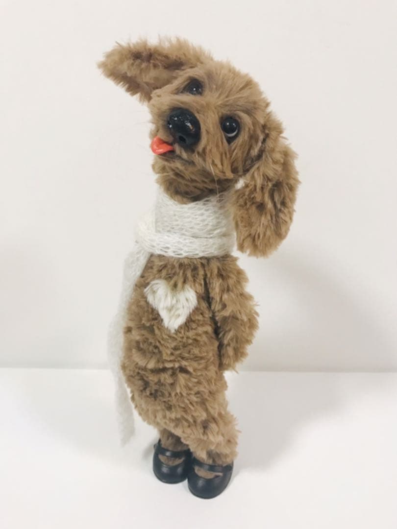 羊毛フェルト(羊毛100%＋毛糸 エコファー)犬　ハンドメイド