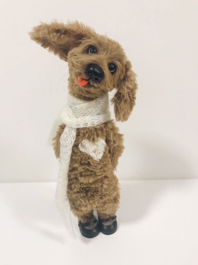 羊毛フェルト(羊毛100%＋毛糸 エコファー)犬　ハンドメイド
