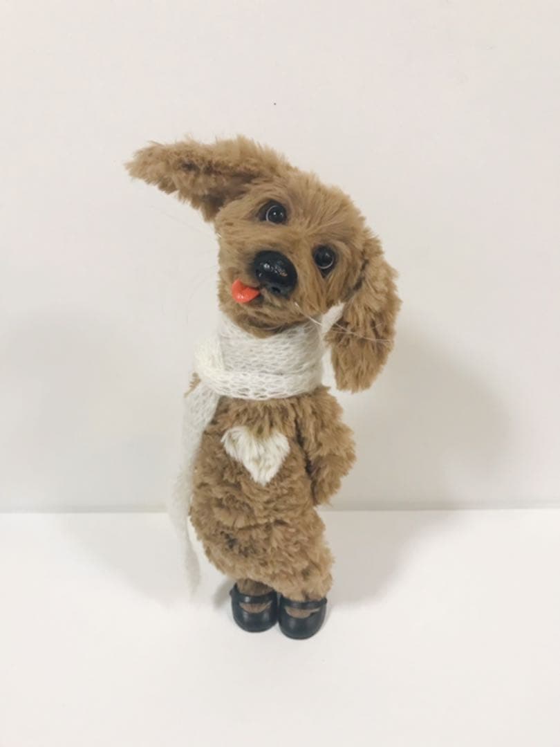 羊毛フェルト(羊毛100%＋毛糸 エコファー)犬　ハンドメイド