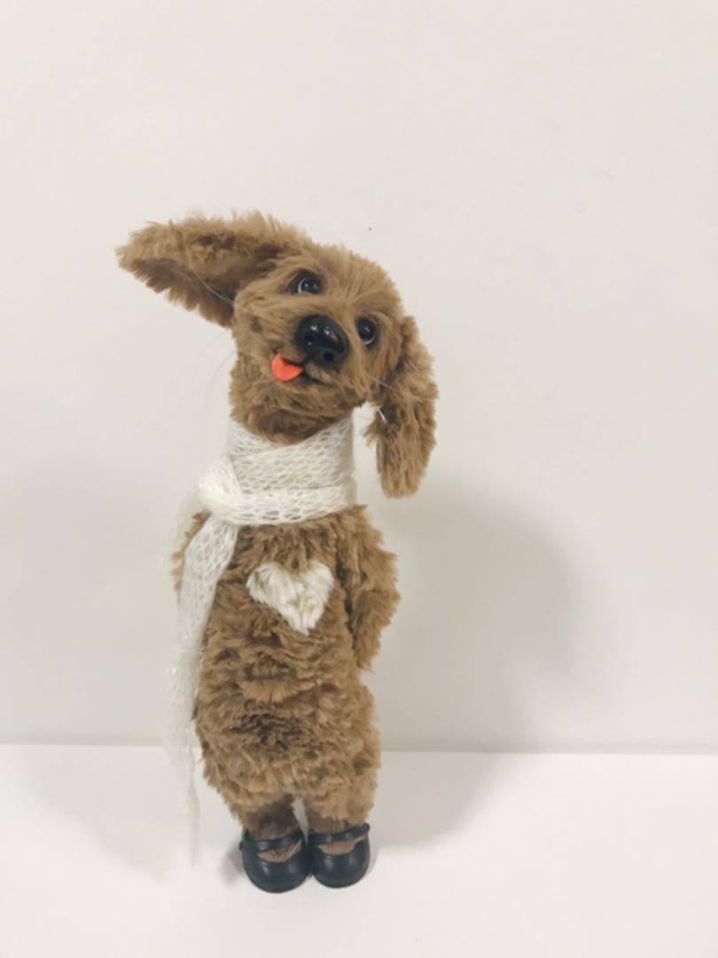 羊毛フェルト(羊毛100%＋毛糸 エコファー)犬　ハンドメイド