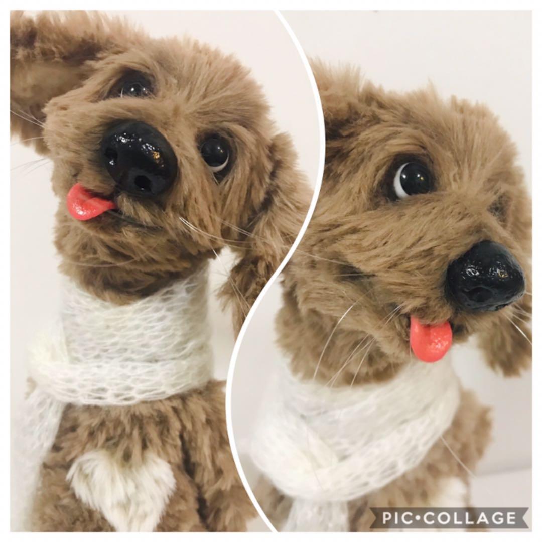 羊毛フェルト(羊毛100%＋毛糸 エコファー)犬　ハンドメイド