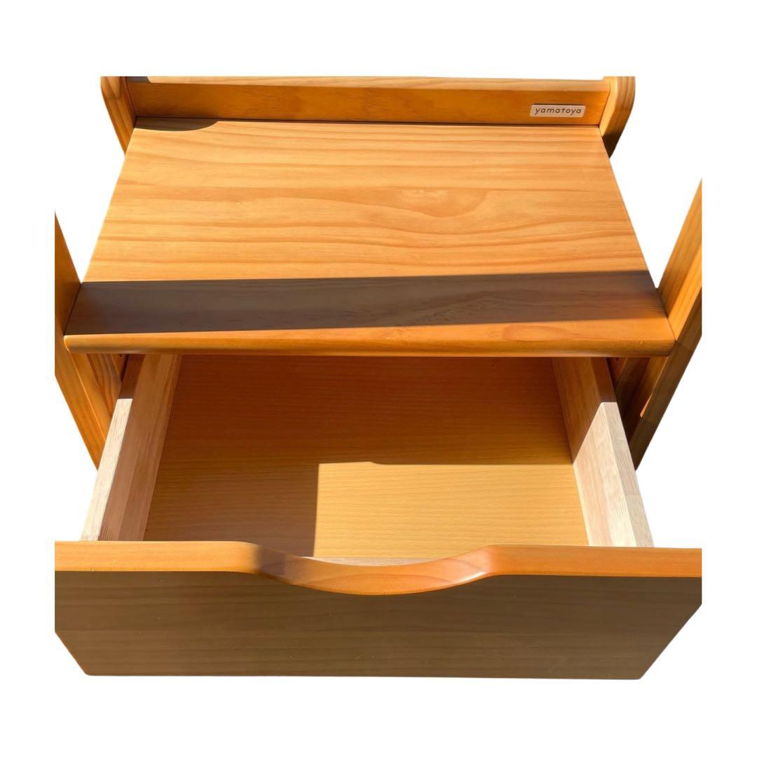yamatoya 木製ハンガーラック 引き出し付き ナチュラル キッズ収納