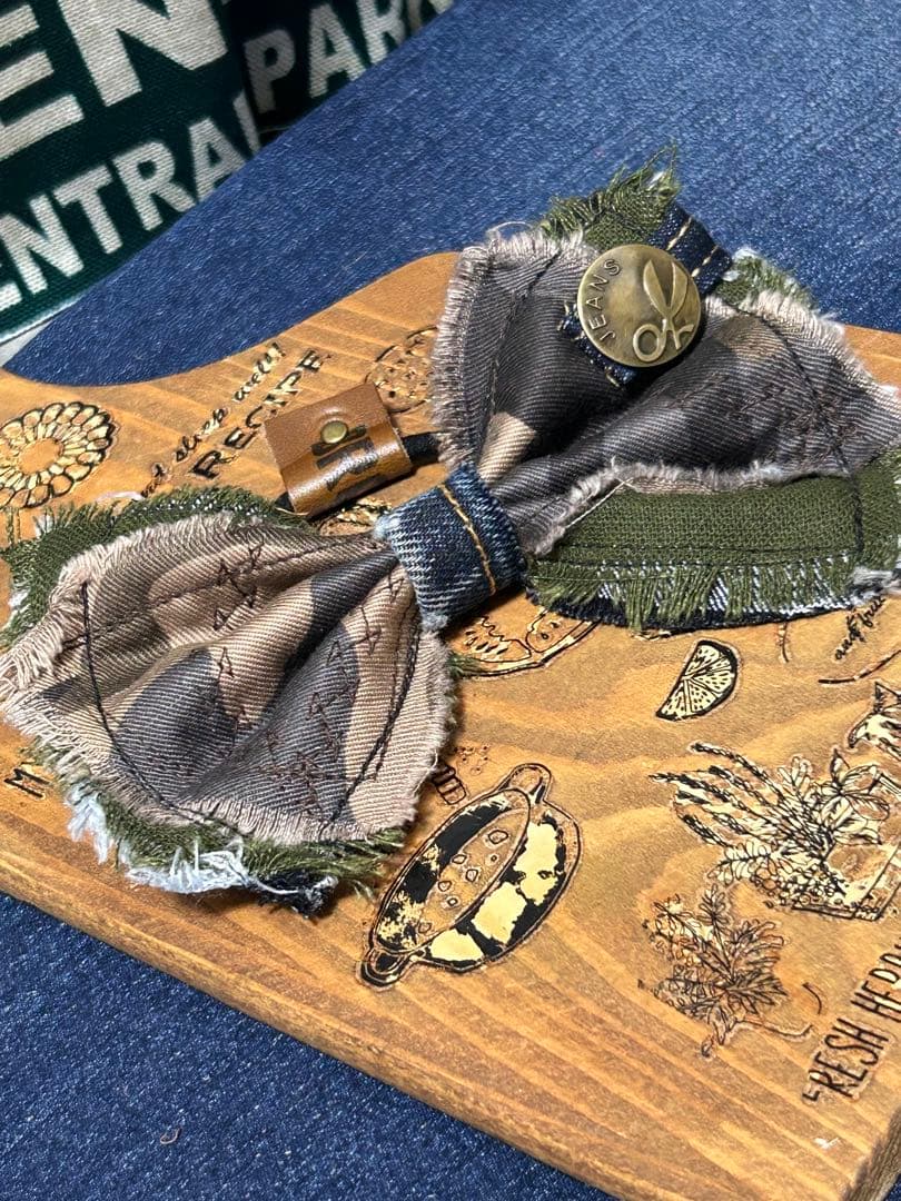 リメイクデニムリボン　カモフラ　No.583