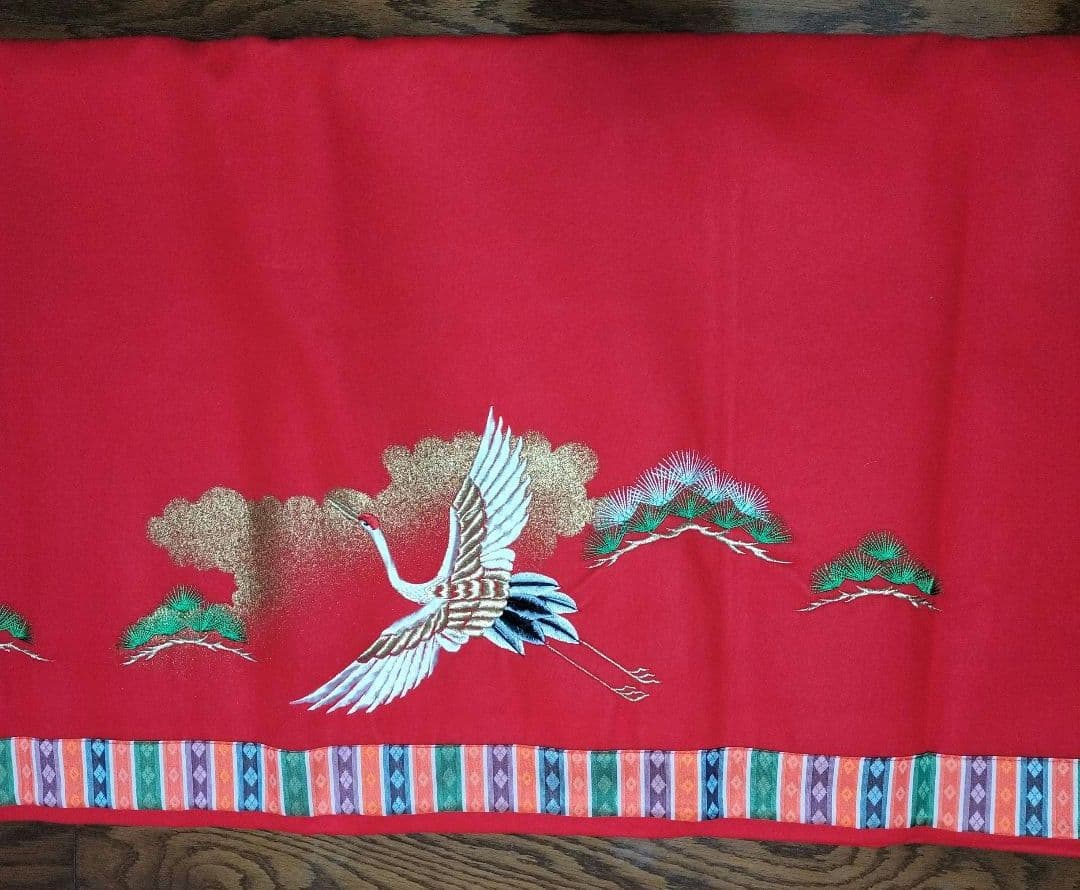 毛氈　45×7段　刺繍　松鶴