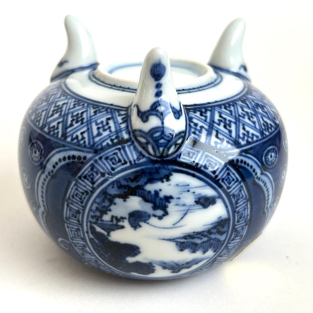 【未使用】京焼 清水焼 京都 香炉 染付け 平安 木箱入り 土山 松泉作